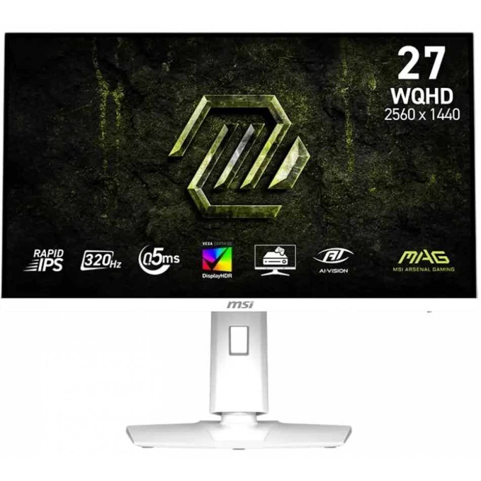 27 MSI MAG 274QRFW X32 0.5MS 320HZ 2K WQHD FLAT RAPID IPS PIVOT BEYAZ GAMING
