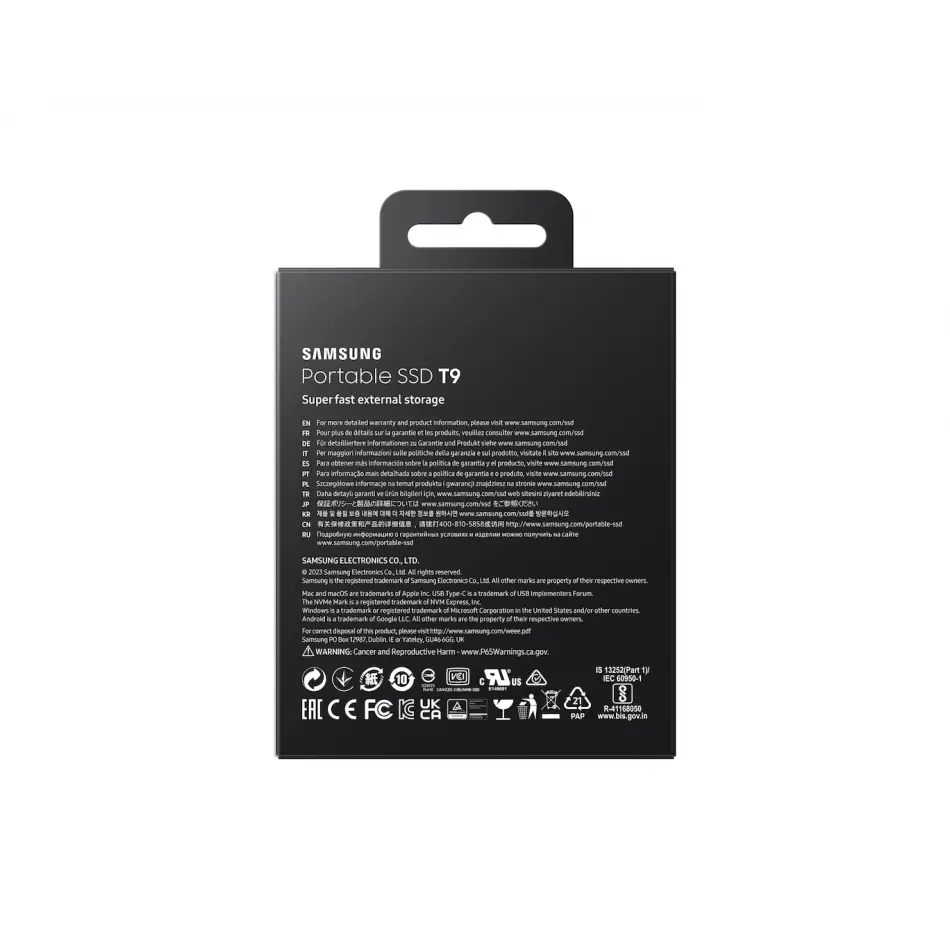2tb Samsung 2000/1950mb/s Usb 3.2 Gen 2x2 Taşınabilir T9 Mu-pg2t0b/ww