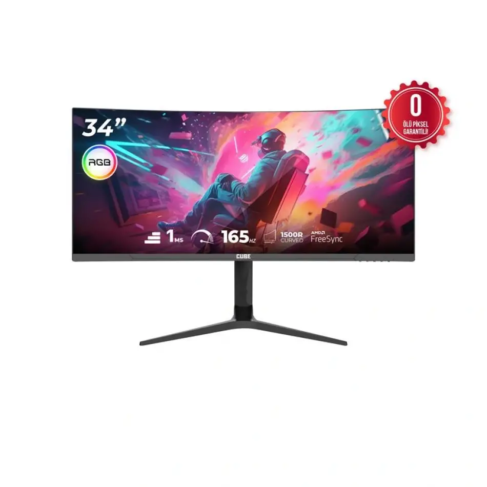 34 Cube Pa-34v165c Va 1ms 165hz Hdmı Dp Type-c Usb 2k WQhd 3440x1440 Freesync Curved Yukseklık Ayarı Vesa Rgb Sıyah Gamı