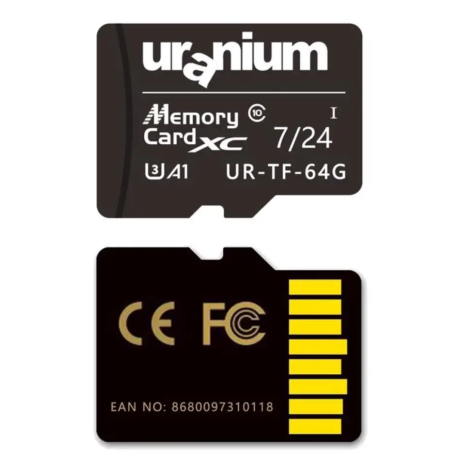 64gb Uranıum Ur-tf-64g Mıcro Sd Card U3 7/24 Surveıllance 100/40mbs Industrıal Hafıza Kartı (3 Yıl Garanti)