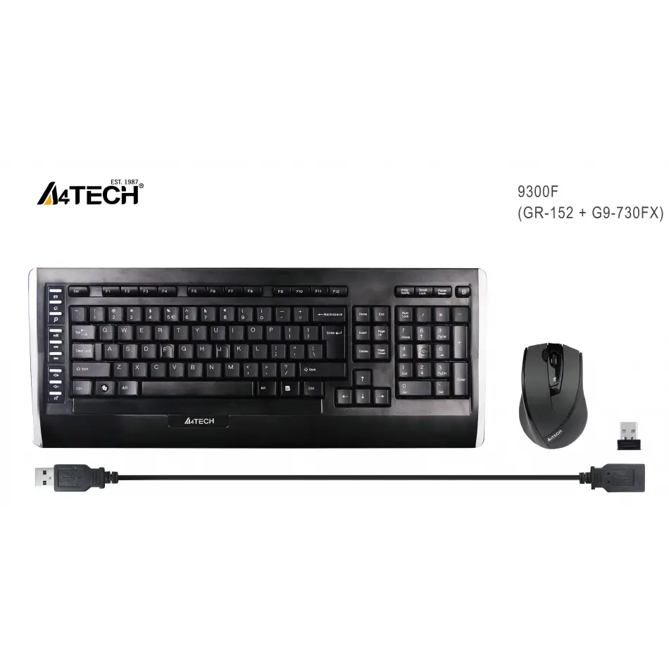 A4 Tech 9300f Kablosuz Q Klavye-mouse Siyah-gri Se
