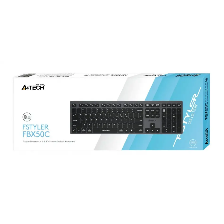 A4 Tech Fbx50c Bluetooth Q Şarjlı Gri Klavye