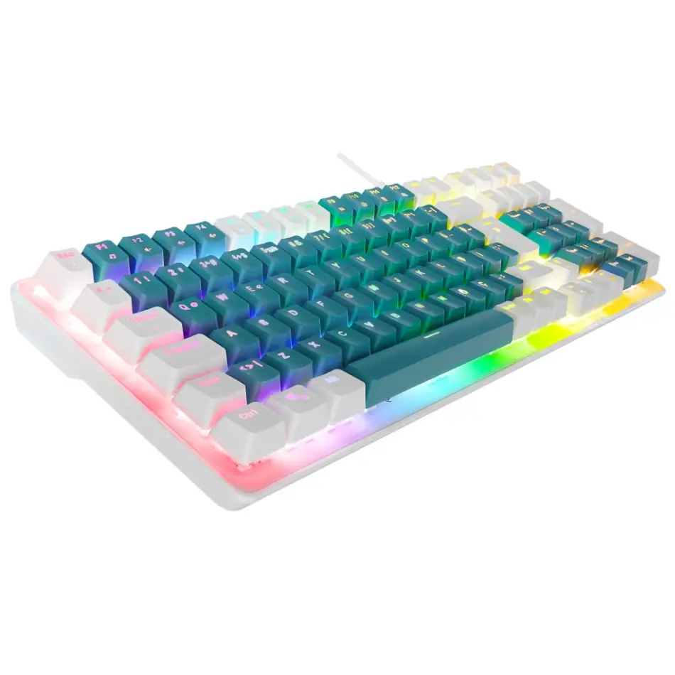 Acer Emachines, Eak100, Yeşil/beyaz, Usb Kablolu, Rgb Backlight, Red Switch, Mekanik, Türkçe Q, 100 Tuşlu, Gaming Klavye