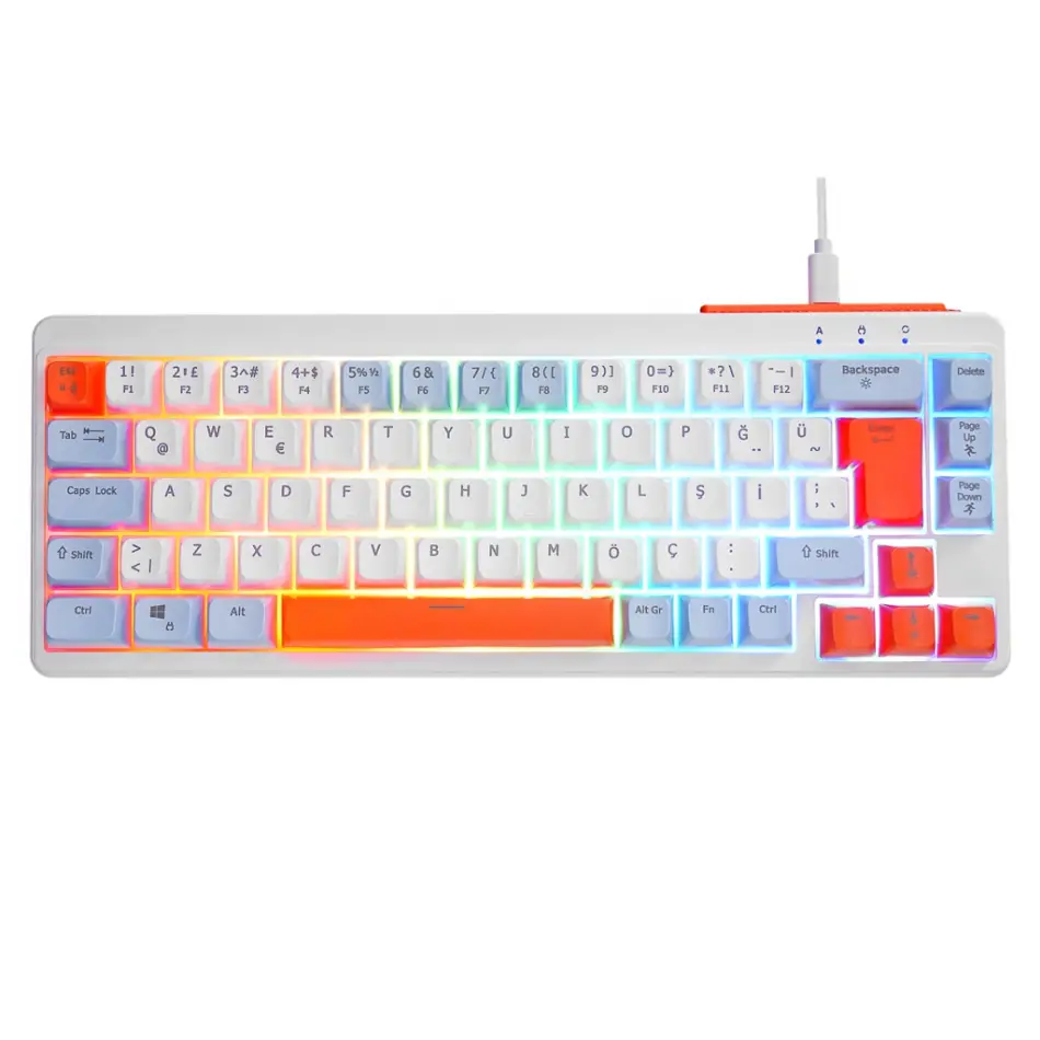 Acer Emachines, Eak810, Beyaz, Usb Kablolu, Rainbow Backlight, Membran Renkli Tuşlar, Türkçe Q, 68 Tuşlu, Gaming Klavye