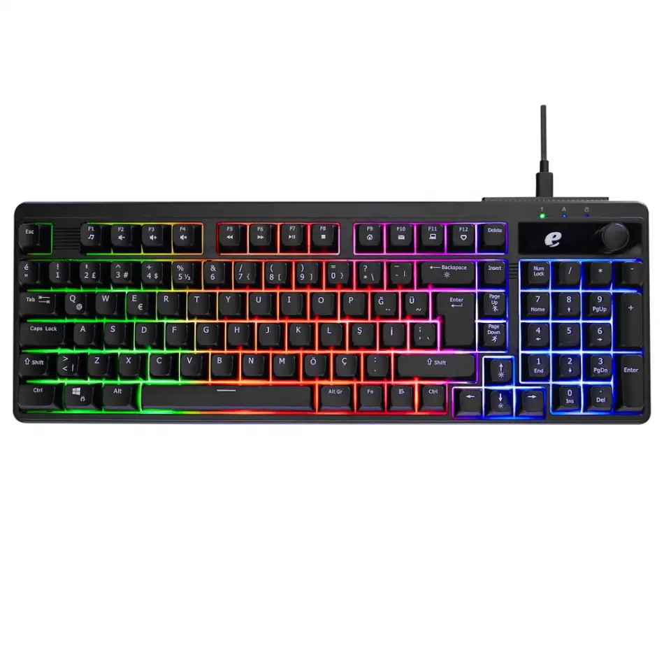 Acer Emachines, Eak860, Siyah, Usb Kablolu, Rainbow Backlight, Membran Tuşlar, Türkçe Q, 100 Tuşlu, Gaming Klavye