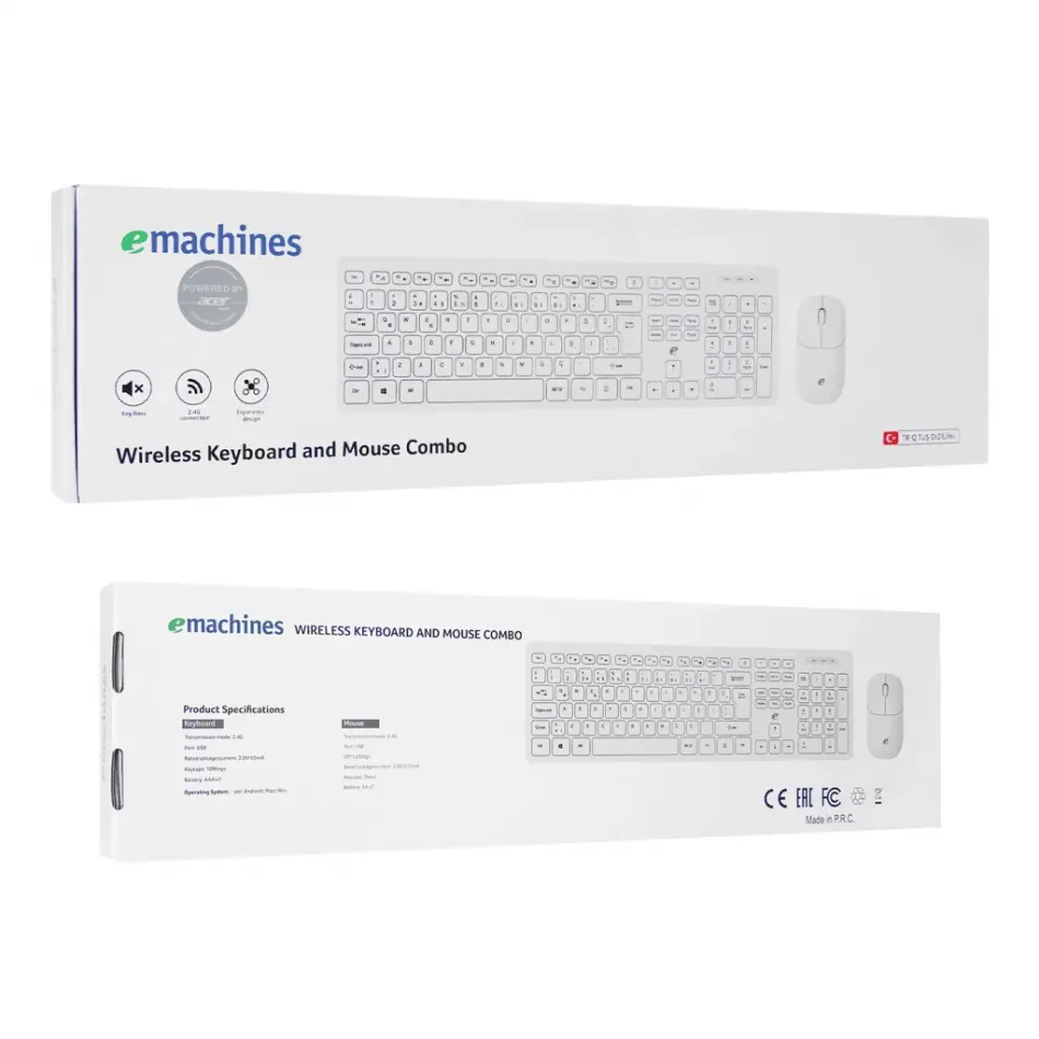 Acer Emachines, Eak920, Beyaz, 2.4ghz Kablosuz, Türkçe Q, Klavye Mouse Set