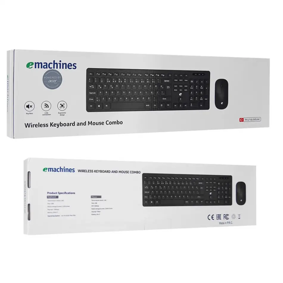 Acer Emachines, Eak920, Siyah, 2.4ghz Kablosuz, Türkçe Q, Klavye Mouse Set