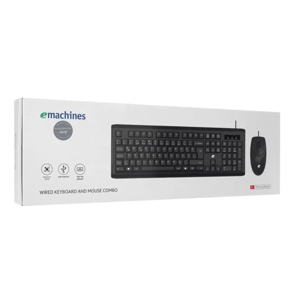 Acer Emachines, Eak9821, Siyah, Usb Kablolu, Türkçe Q, Klavye Mouse Set