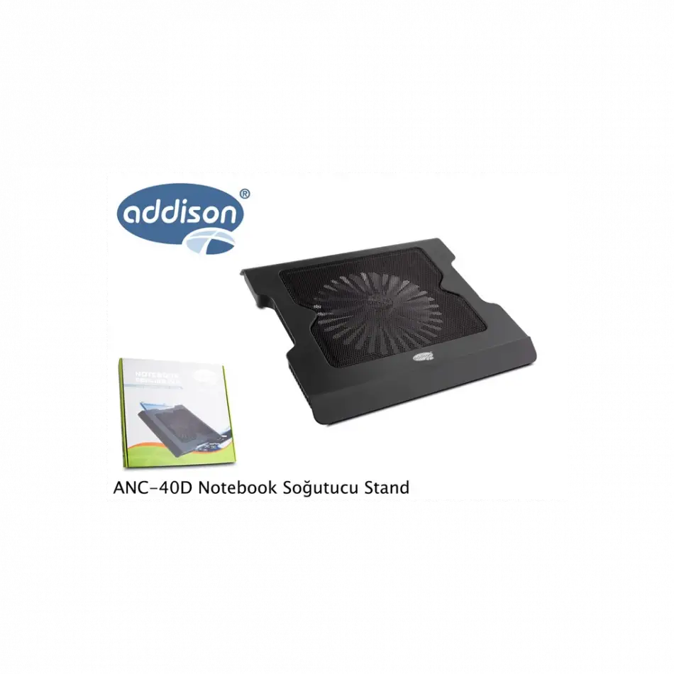 Addıson Anc-40d, 20cm Fan, 10-16 Notebook Soğutucu, 4 Usb 2.0 Giriş, Mavi Ledli Fan(siyah)