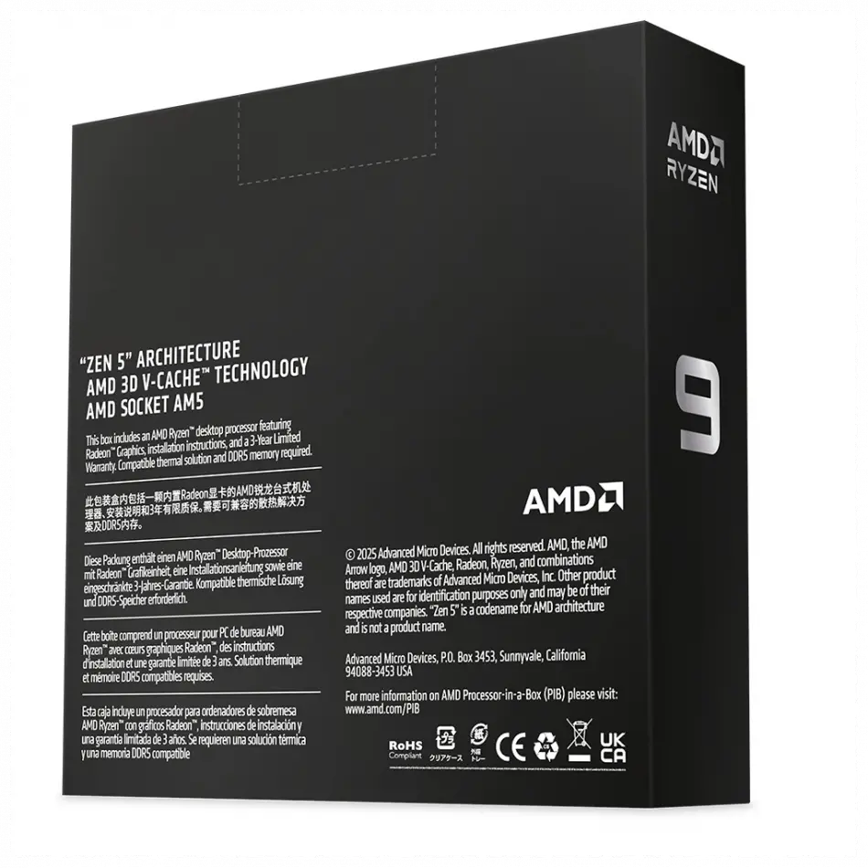 Amd Ryzen 9 9950x3d2 Dual Edition 16 Core, 4,30-5.60ghz, 208mb Cache, 200w,  Am5 Soket, Box (kutulu) (dahili Grafik Var, Fan Yok)
