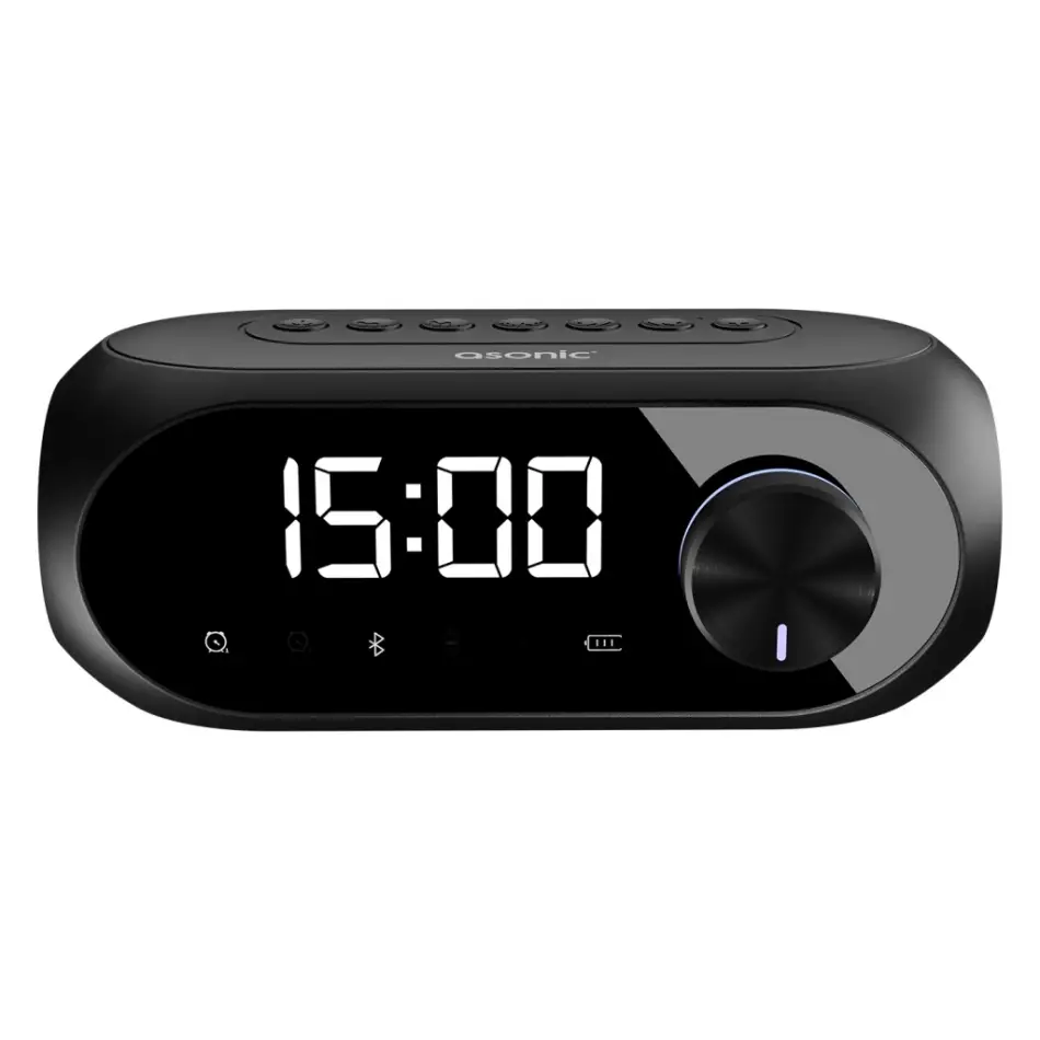 Asonıc As-w6, Siyah, 5w, Usb, Aux, Bluetooth,  Kablosuz, Taşınabilir, 1200mah Batarya, Alarmlı Saat, Derece Ve Speaker
