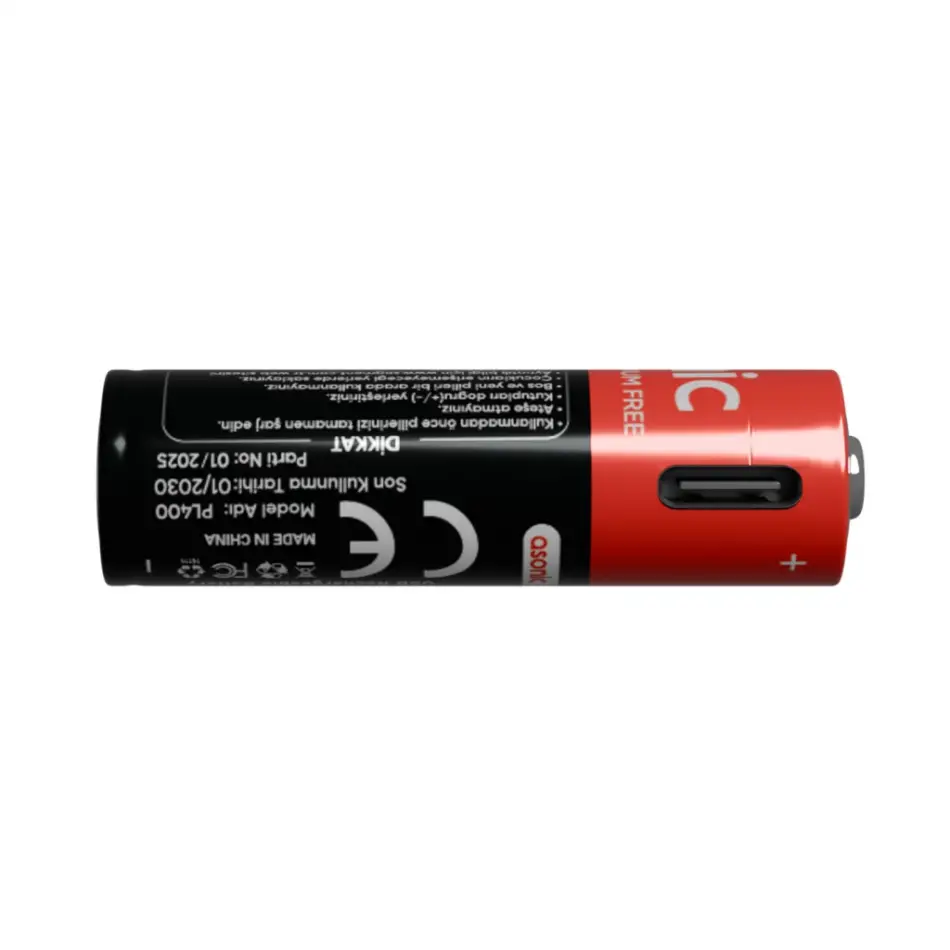 Asonıc Pl400, Aaa, Şarjlı Pil, 1.5volt, 400mah/750mwh, Type-c İle Kolay Şarj,  2 Li Paket (usb To Type-c Kablo Hediye)