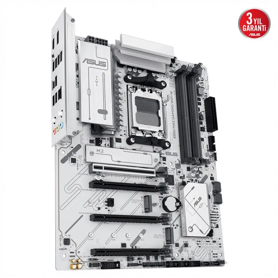 Asus B850 Max Gamıng Wıfı W, 4xddr5, 3x M2, Hdmı, Dp, Type-c, Wi-fi 6e, Bluetooth V5.3, Am5 Soket Gamıng Beyaz Anakart