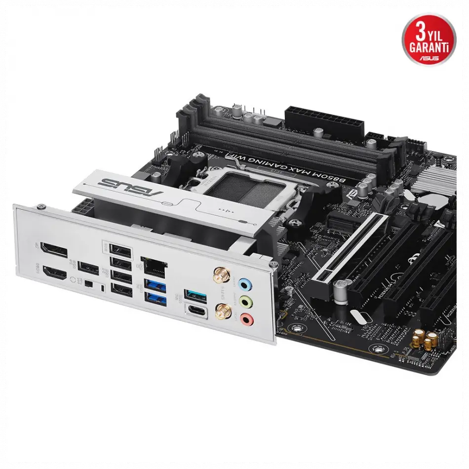 Asus B850m Max Gamıng Wıfı, 4xddr5, 3x M2, Hdmı, Dp, Type-c, Wi-fi 6, Bluetooth V5.4, Am5 Soket Gamıng Anakart