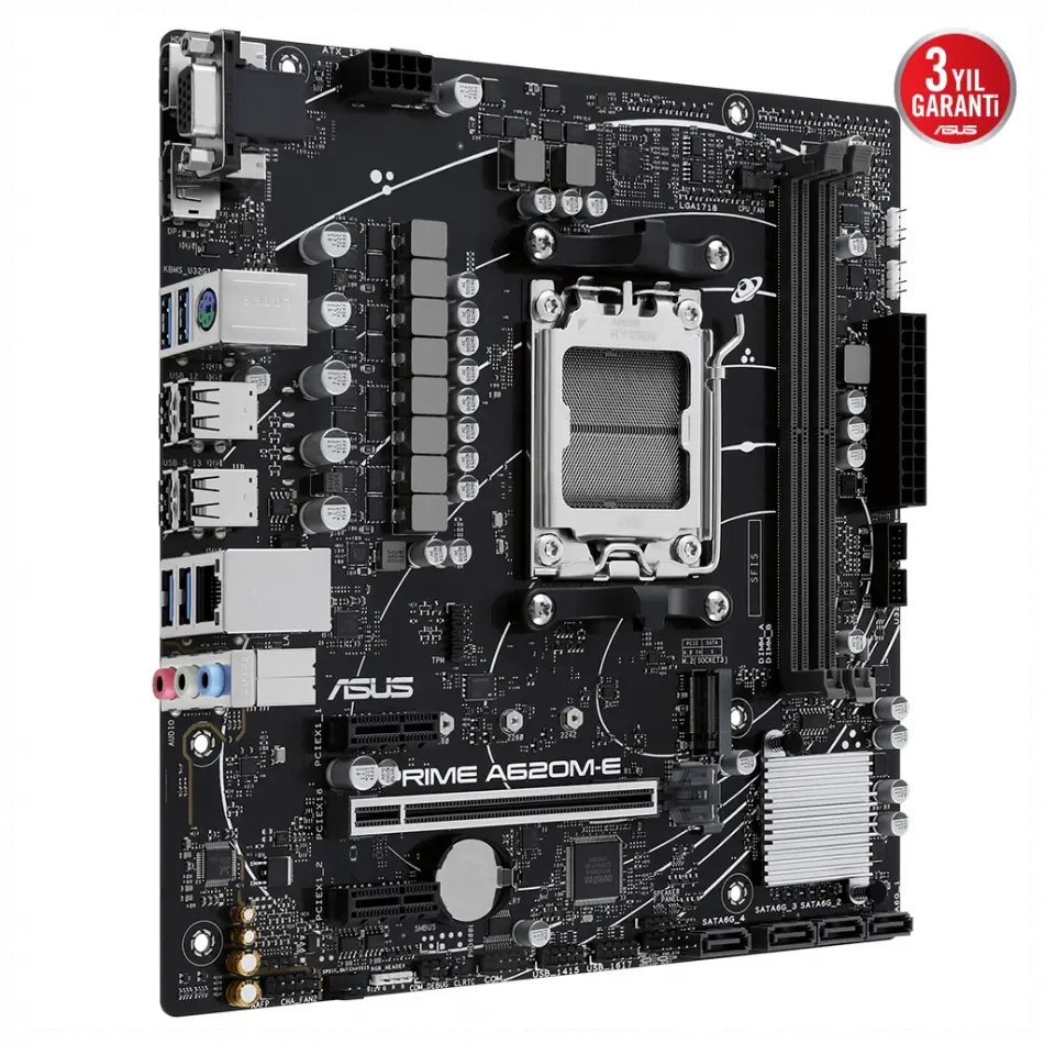 Asus Prıme A620m-e-csm, 2xddr5, 1x M.2, D-sub, Dp, Hdmı, Am5 Soket Anakart
