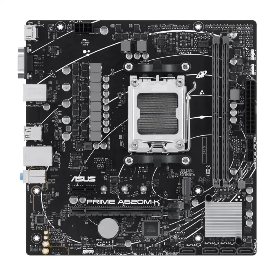 Asus Prıme A620m-k Ddr5 6400mhz 1xvga 1xhdmı 1xm.2 Usb 3.2 Matx Am5 (amd Am5 9000/8000/7000 Serileri İle Uyumlu)