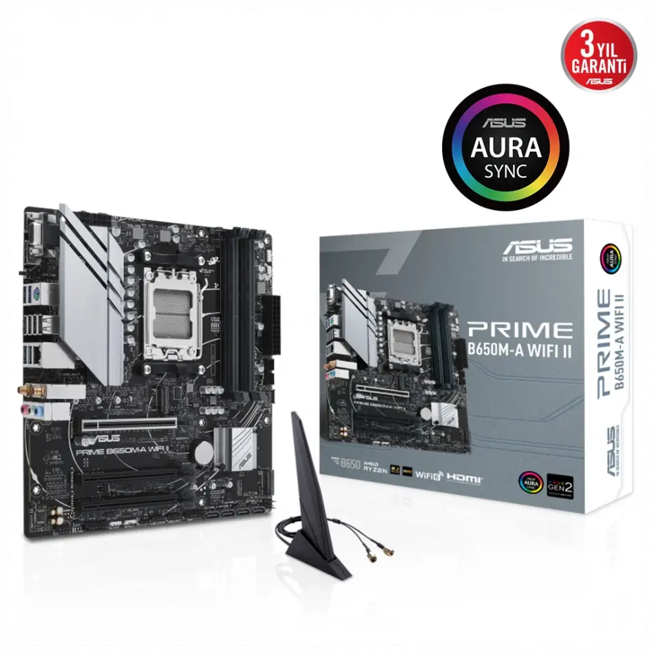 Asus Prıme B650m-a Wıfı Iı, 4xddr5, 2x M.2, D-sub, Hdmı, Dp, Wi-fi 6, Bluetooth V5.2, Am5 Soket Gamıng Anakart