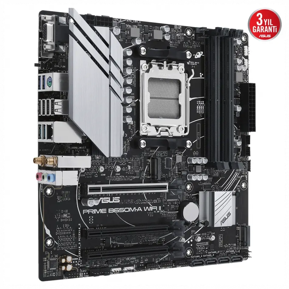 Asus Prıme B650m-a Wıfı Iı, 4xddr5, 2x M.2, D-sub, Hdmı, Dp, Wi-fi 6, Bluetooth V5.2, Am5 Soket Gamıng Anakart