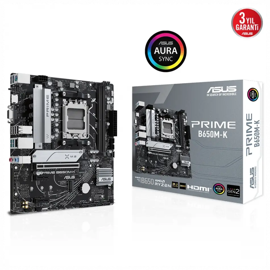 Asus Prıme B650m-k, 2xddr5, 2x M.2, D-sub, Hdmı, Am5 Soket Anakart