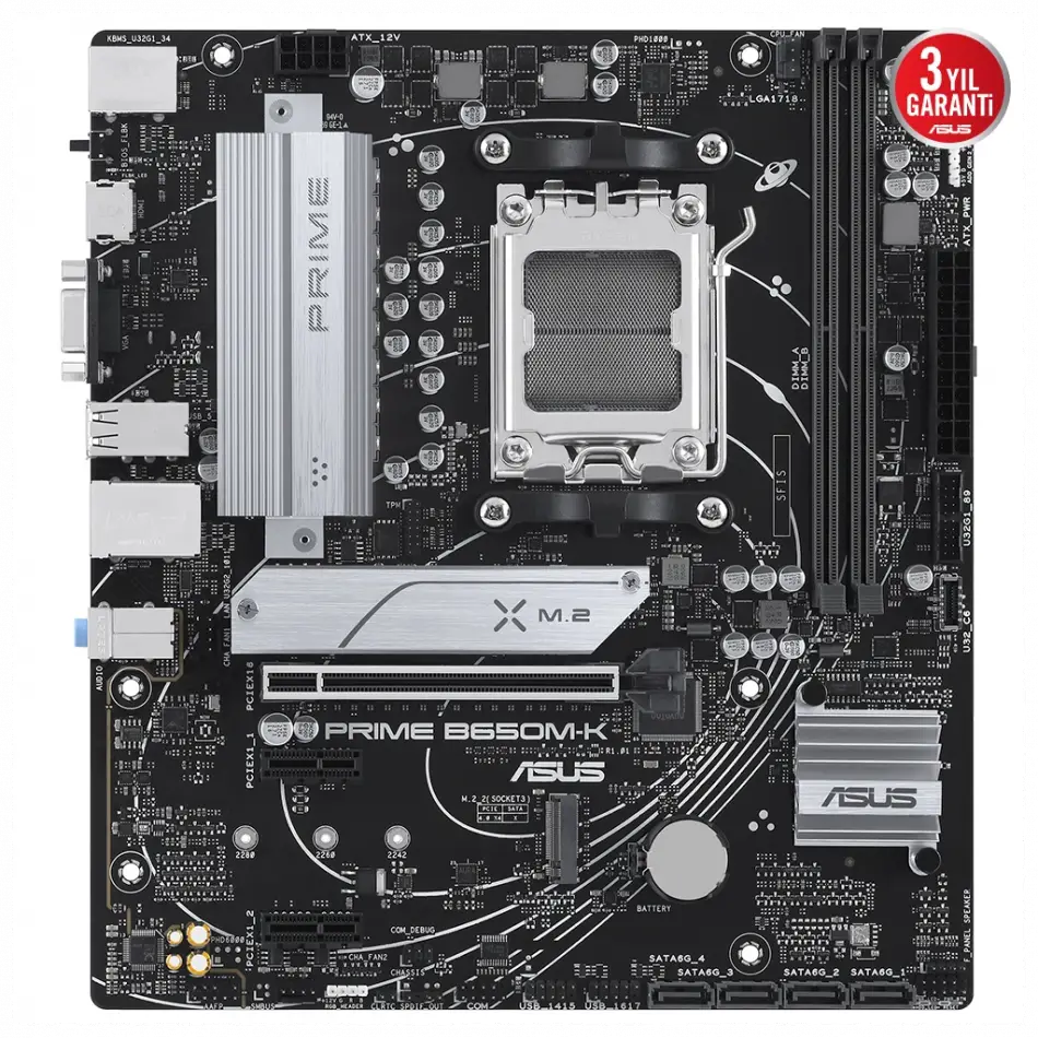 Asus Prıme B650m-k, 2xddr5, 2x M.2, D-sub, Hdmı, Am5 Soket Anakart