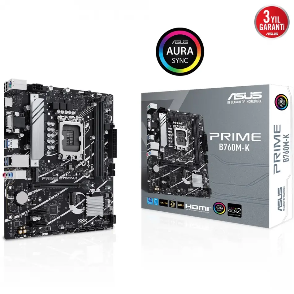 Asus Prıme B760m-k D5 Ddr5 8000mhz(oc) Rgb M.2 Matx 1700p