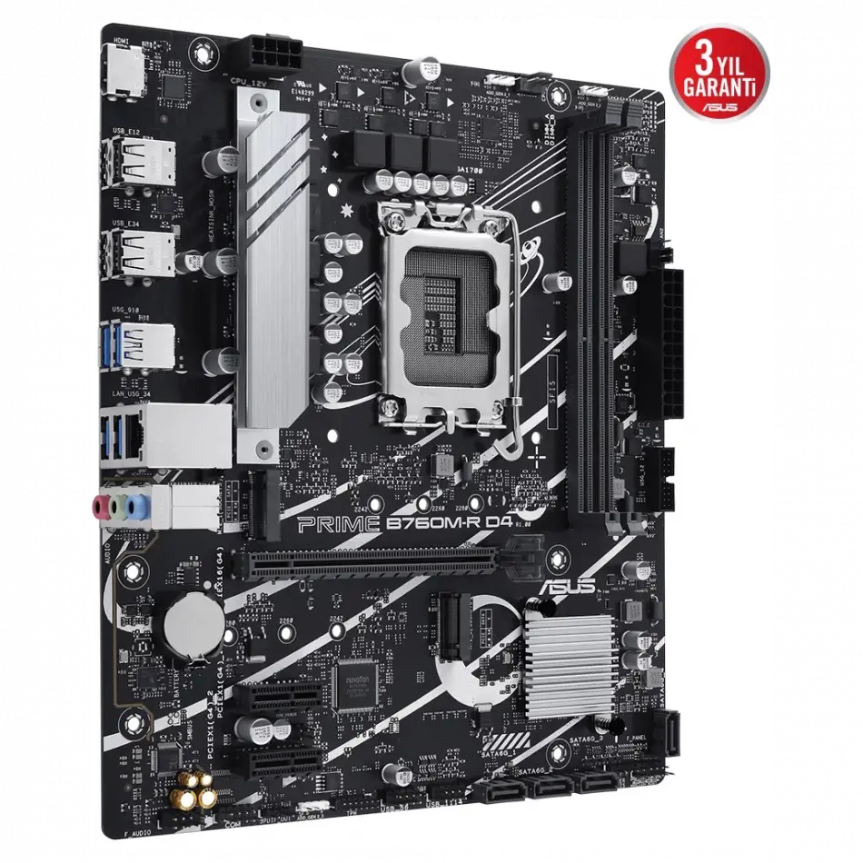 Asus Prıme B760m-r D4, 2xddr4, 2x M.2, Hdmı, 12-13-14.nesil, Lga1700 Soket, Anakart