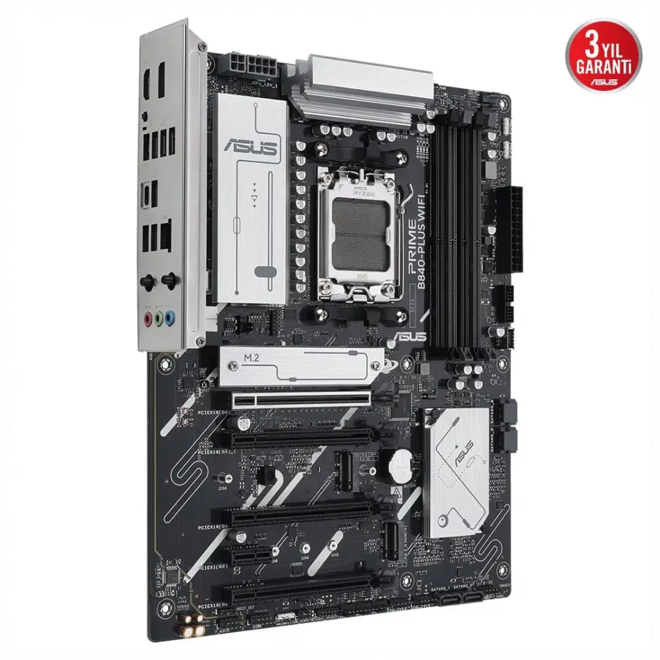 Asus Prıme B840-plus Wıfı, 4xddr5, 3x M.2, Hdmı, Dp, Type-c, Wı-fı 6e, Bluetooth 5.3, Am5 Soket Gamıng Anakart