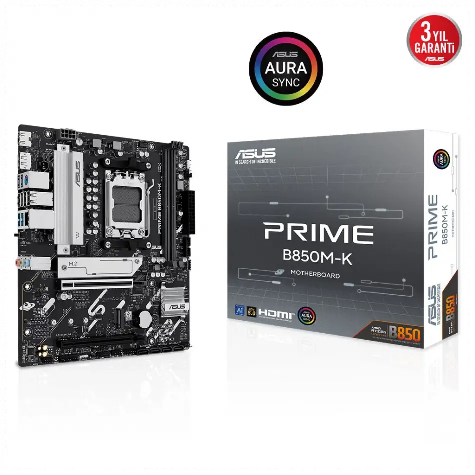 Asus Prıme B850m-k, 2xddr5, 2x M.2, Dp, Hdmı, Am5 Soket Anakart