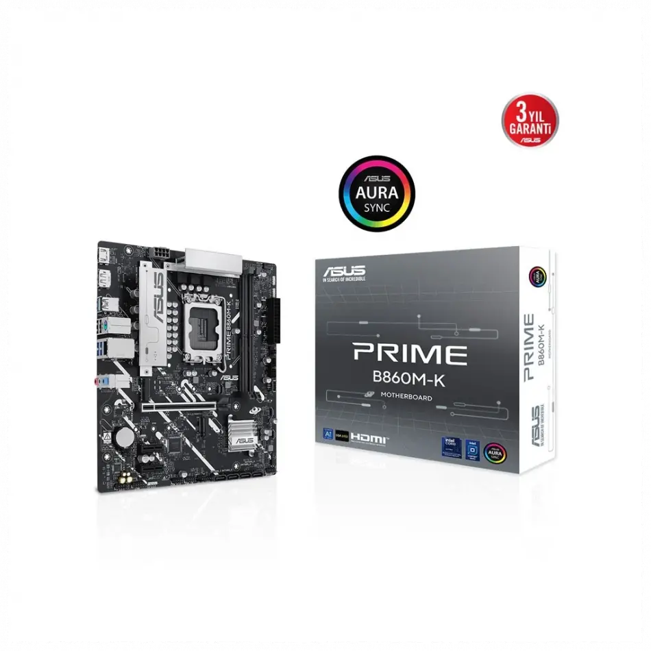 Asus Prıme B860m-k, 8800mhz, 2xddr5 2xm.2, Hdmı, Dp, Intel Core Ultra Cpu(seri 2), Lga1851 Soket Anakart