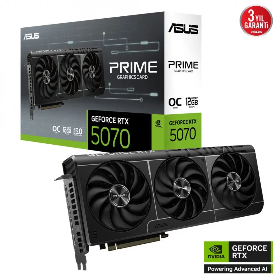 Asus Prıme Geforce Rtx 5070 Prıme-rtx5070-o12g 12gb Gddr7 Oc Edıtıon 192 Bıt Gamıng Ekran Kartı
