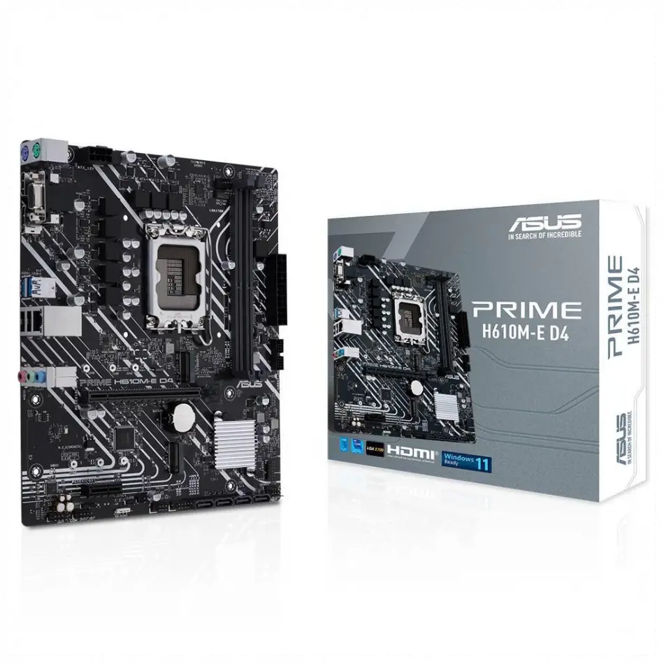 Asus Prıme H610m-e D4-csm, 2xddr4, 2x M.2, D-sub, Hdmı, Dp, 12-13.14.nesil, Lga1700 Soket, Anakart