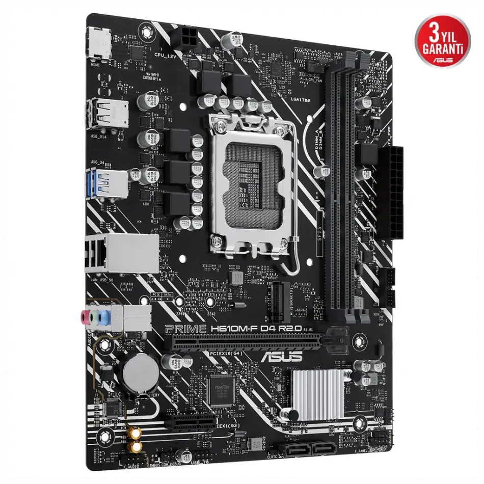 Asus Prıme H610m-f D4 R2.0, 2xddr4, M.2, Hdmı, 12-13.14.nesil, Lga1700 Soket, Anakart