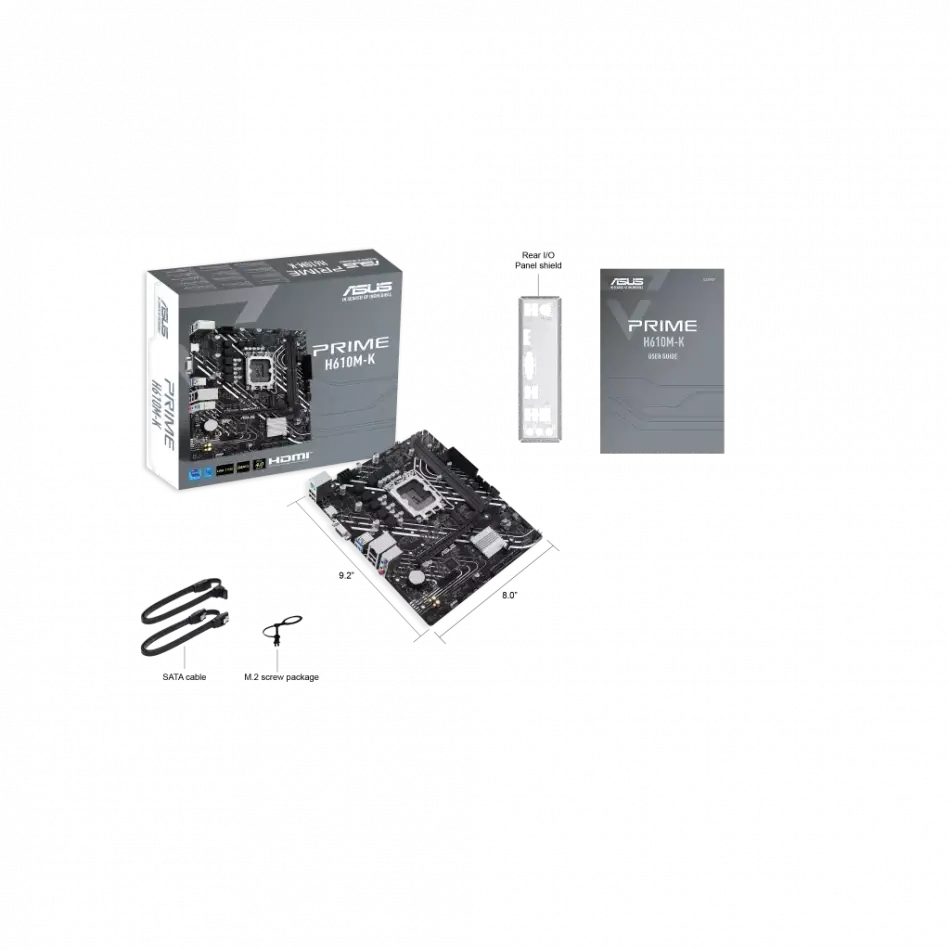 Asus Prıme H610m-k, 2xddr5, M.2, D-sub, Hdmı, 12-13.14.nesil, Lga1700 Soket, Anakart