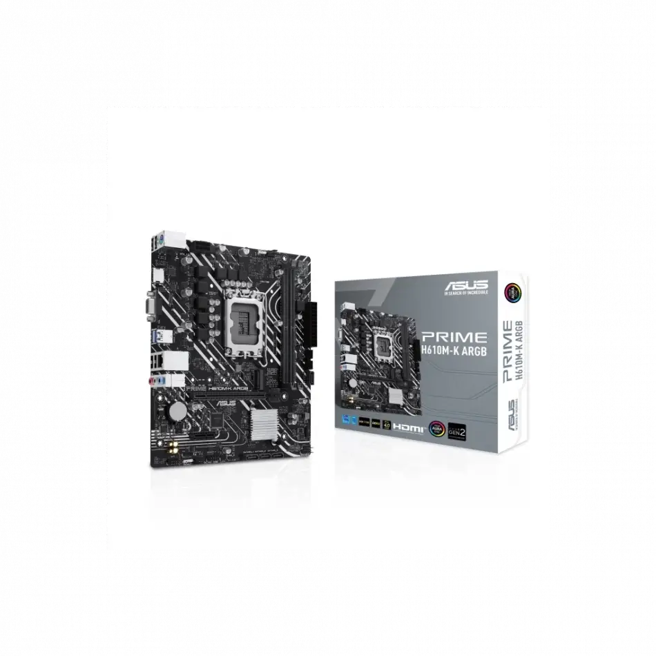 Asus Prıme H610m-k Argb, 2xddr5, M.2,d-sub, Hdmı,12-13.14.nesil, Lga1700 Soket, Anakart