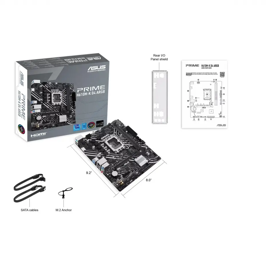Asus Prime H610m-k Argb Ddr4 1700p Hdmi M2
