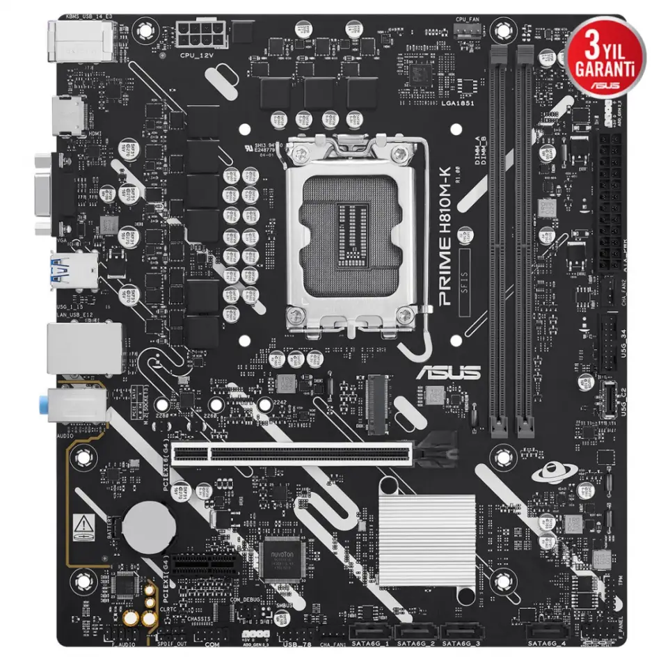 Asus Prıme H810m-k, 2xddr5, M.2, Hdmı, D-sub, Lga1851 Soket, Atx Anakart