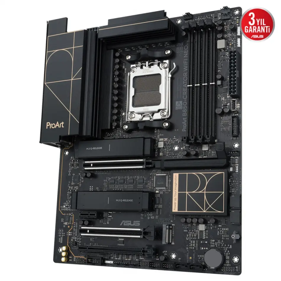 Asus Proart B850-creator Wıfı Neo, 4xddr5, 3xm.2, Hdmı, Dp, Type-c, Pcıe 5.0, Wi-fi 7, Bluetooth V5.4, Am5 Soket Gamıng Anakart