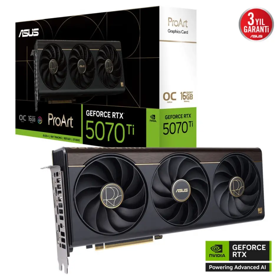 Asus Proart-rtx5070tı-o16g, 16gb, 256bit, Gddr7, 1xhdmı, 2xdp, 1xtype-c, Gamıng Ekran Kartı