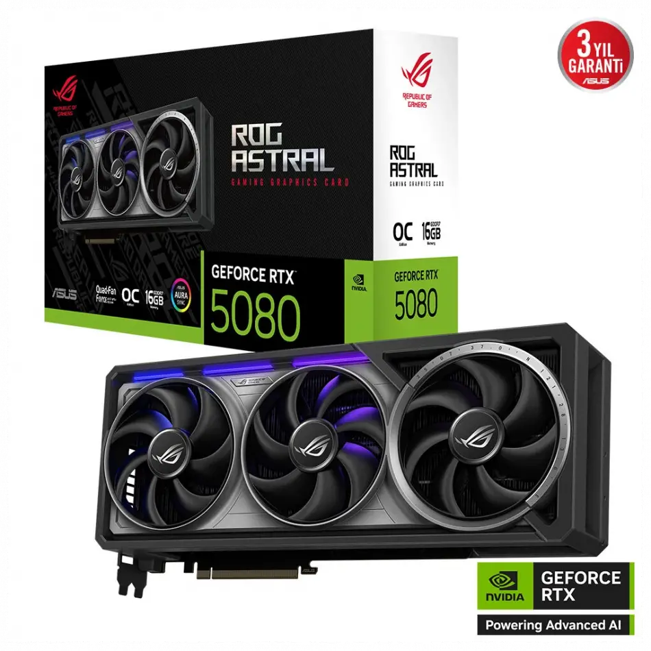Asus Rog-astral-rtx5080-o16g-gamıng, 16gb, 256bit, Gddr7, 2xhdmı, 3xdp Gamıng Ekran Kartı