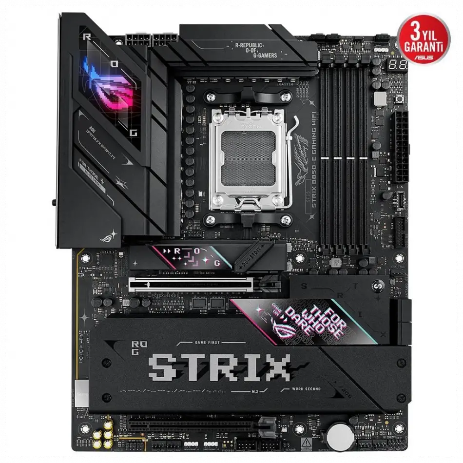 Asus Rog Strıx B850-e Gamıng Wıfı, 4xddr5, 5x M2, Hdmı, Dp, 2xtype-c, Wi-fi 7, Bluetooth V5.4, Am5 Soket Gamıng Anakart