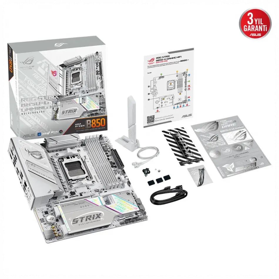 Asus Rog Strıx B850-g Gamıng Wıfı, 4xddr5, 4x M2, Hdmı, Dp, 2xtype-c, Wi-fi 7, Bluetooth V5.4, Am5 Soket Gamıng Anakart