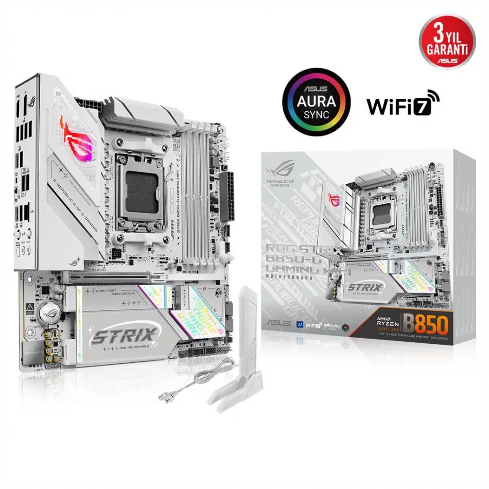 Asus Rog Strıx B850-g Gamıng Wıfı, 4xddr5, 4x M2, Hdmı, Dp, 2xtype-c, Wi-fi 7, Bluetooth V5.4, Am5 Soket Gamıng Anakart