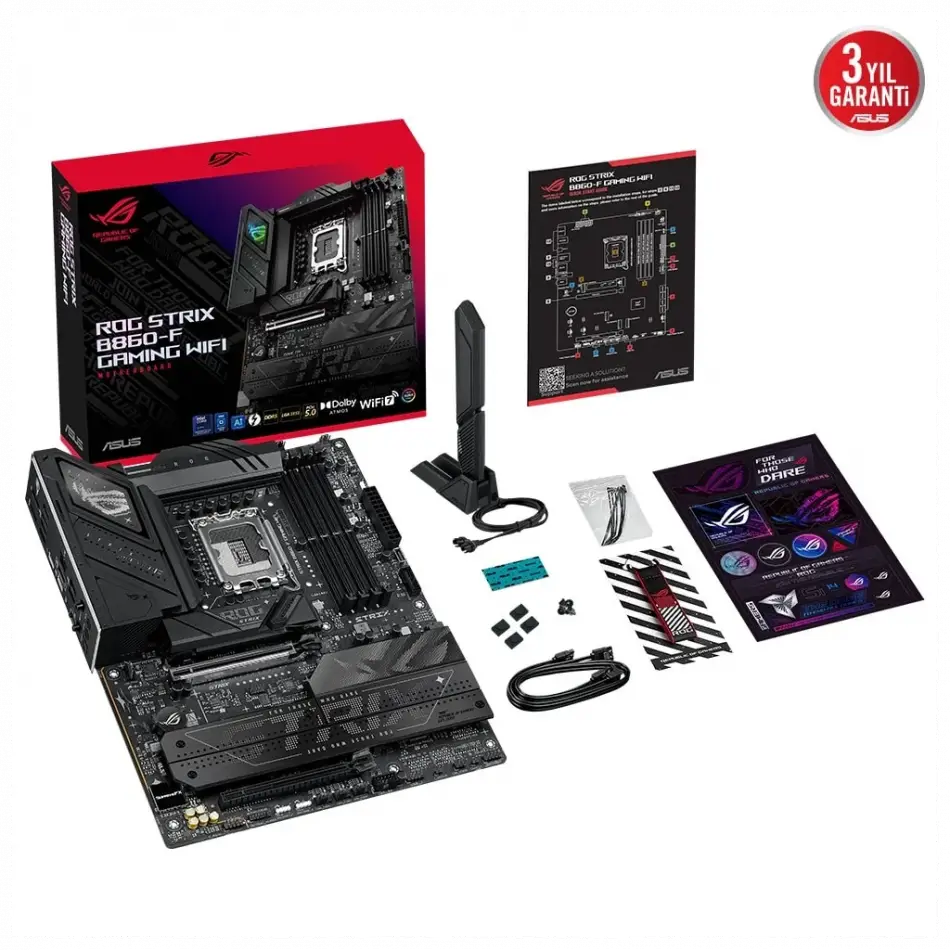 Asus Rog Strıx B860-f Gamıng Wıfı, 4xddr5, 4xm.2, Hdmı, Dp, Type-c, Wi-fi 7, Bluetooth V5.4, Intel Core Ultra Cpu(seri 2), Lga1851 Soket, Gaming Anakart