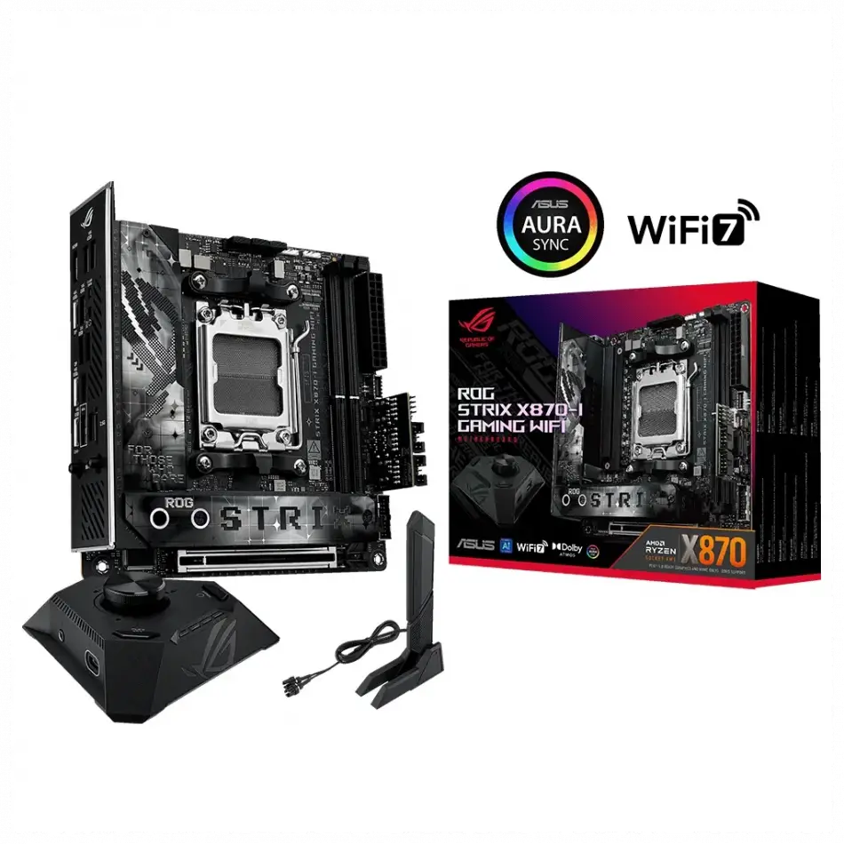 Asus Rog Strıx X870-ı Gamıng Wıfı, 2xddr5, 2xm.2, Hdmı, Dp, Type-c, Wi-fi 7, Bluetooth V5.4, Mini Itx, Am5 Soket Gamıng Anakart