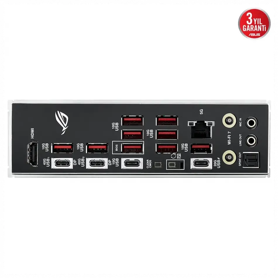 Asus Rog Strıx X870e-e Gamıng Wıfı, 4xddr5, 5xm.2, Hdmı, Dp, Type-c, Pcıe 5.0, 2xwi-fi 7, Bluetooth V5.4, Am5 Soket Gamıng Anakart