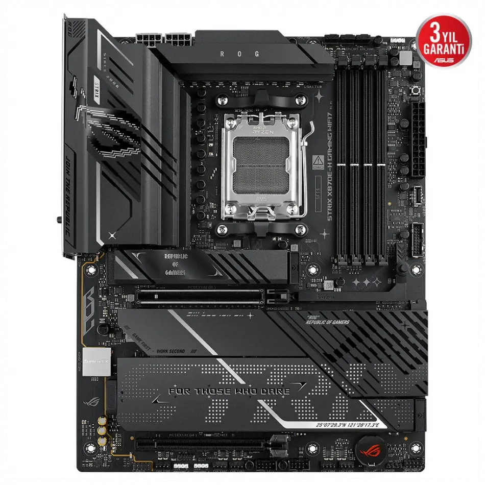 Asus Rog Strıx X870e-h Gamıng Wıfı7, 4xddr5, 4xm.2, Dp, Hdmı, Type-c, Pcıe 5.0, Wi-fi 7, Bluetooth V5.4, Am5 Soket Gamıng Anakart