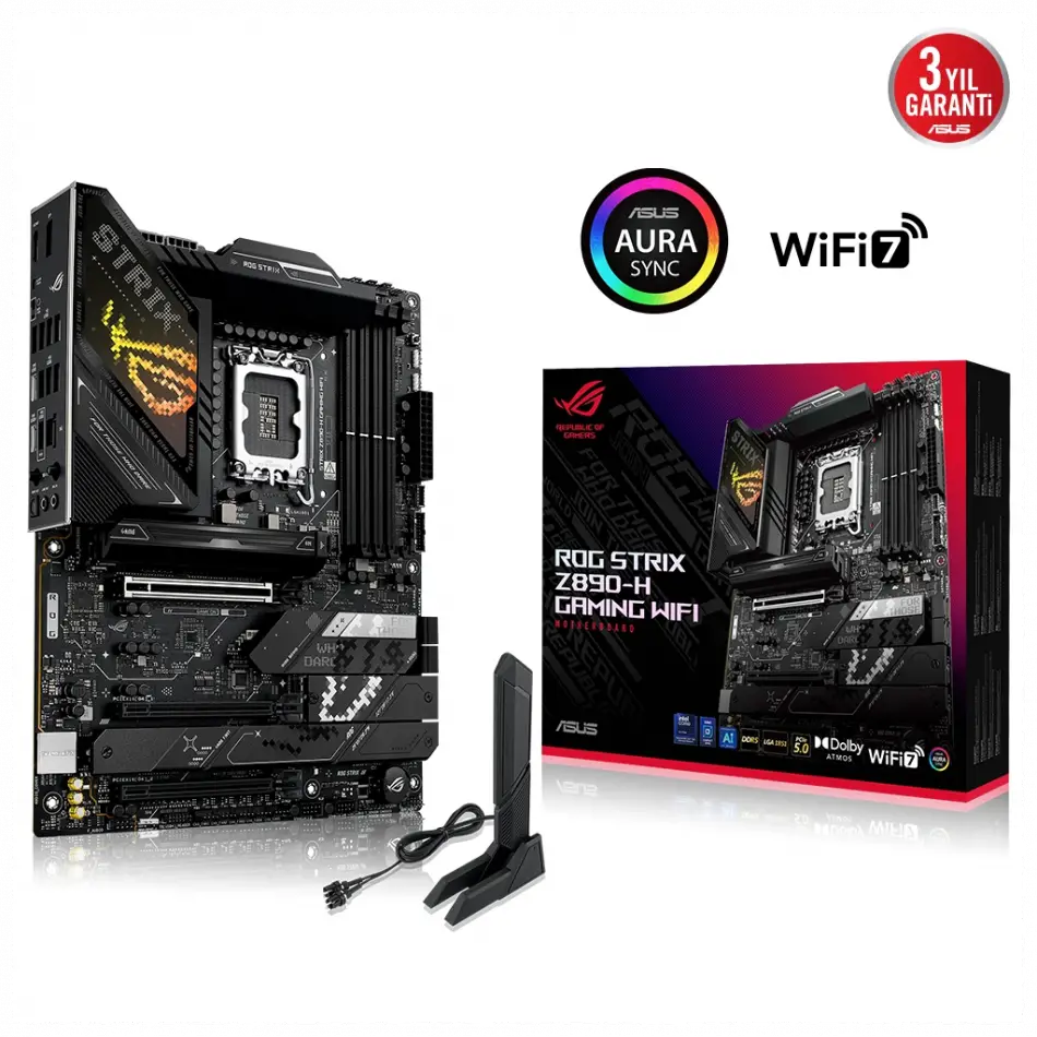 Asus Rog Strıx Z890-h Gamıng Wıfı, 9066mhz, 4xddr5, 4x M.2, Hdmı, Dp, Type-c, Wi-fi 7, Bluetooth 5.4, Intel Core Ultra Cpu(seri 2), Lga1851 Soket, Gaming Anakart
