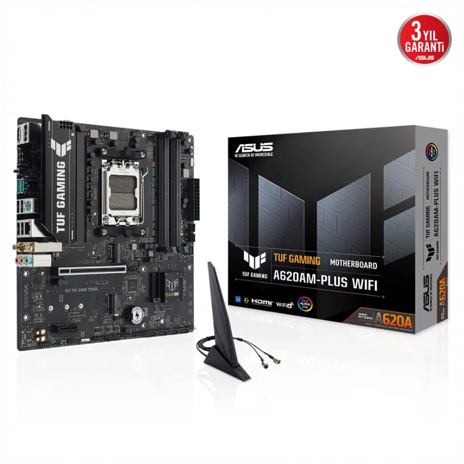 Asus Tuf Gamıng A620am-plus Wıfı, 4xddr5, 2x M.2, Hdmı, 2xdp, Wi-fi 6, Bluetooth V5.3, Am5 Soket Gamıng Anakart
