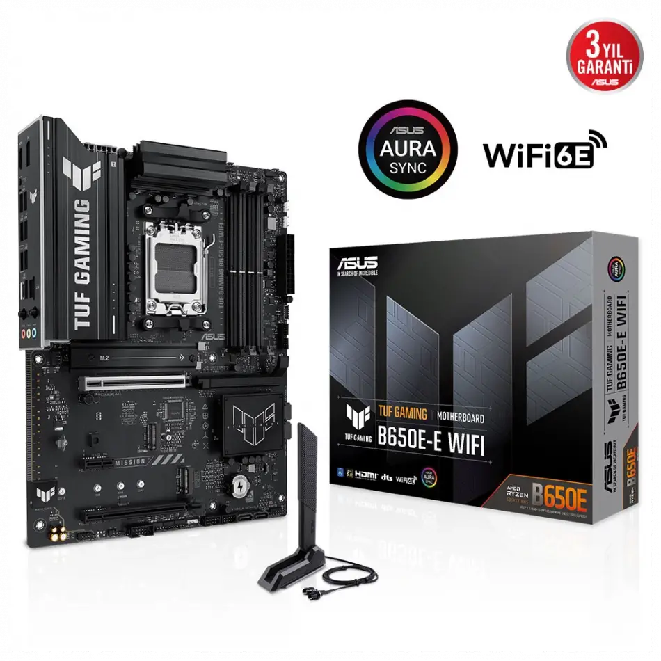 Asus Tuf Gamıng B650e-e Wıfı, 4xddr5, 3xm.2, Dp, Hdmı, Type-c, Wi-fi 6e, Bluetooth V5.3, Am5 Soket Gaming Anakart