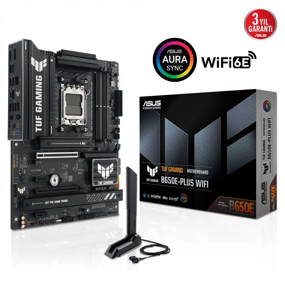 Asus Tuf Gamıng B650e-plus Wıfı, 4xddr5, 3xm.2, Dp, Hdmı, Type-c, Wi-fi 6e, Bluetooth V5.3, Am5 Soket Gaming Anakart